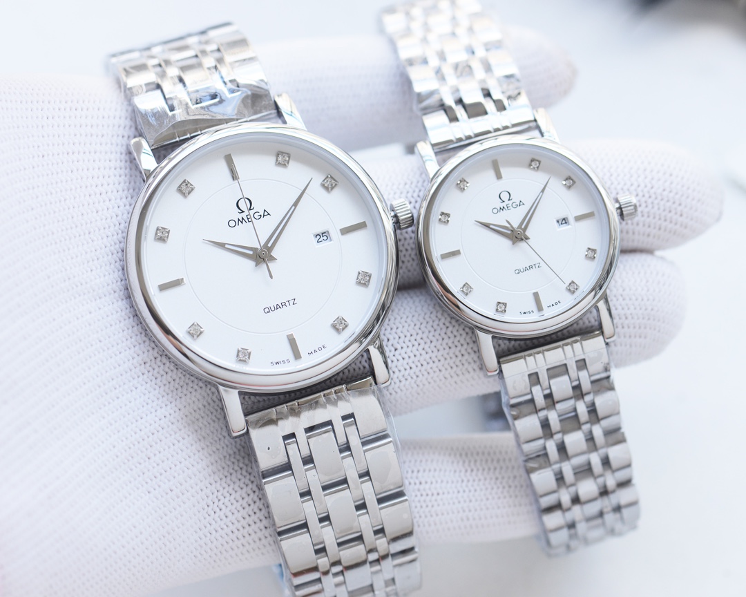 Omega Couple’s Wristwatch: Steel Kit, Imported Movement, Mineral Glass, Elegant Love - 图片 2