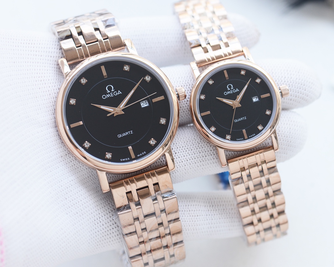 Omega Couple’s Wristwatch: Steel Kit, Imported Movement, Mineral Glass, Elegant Love