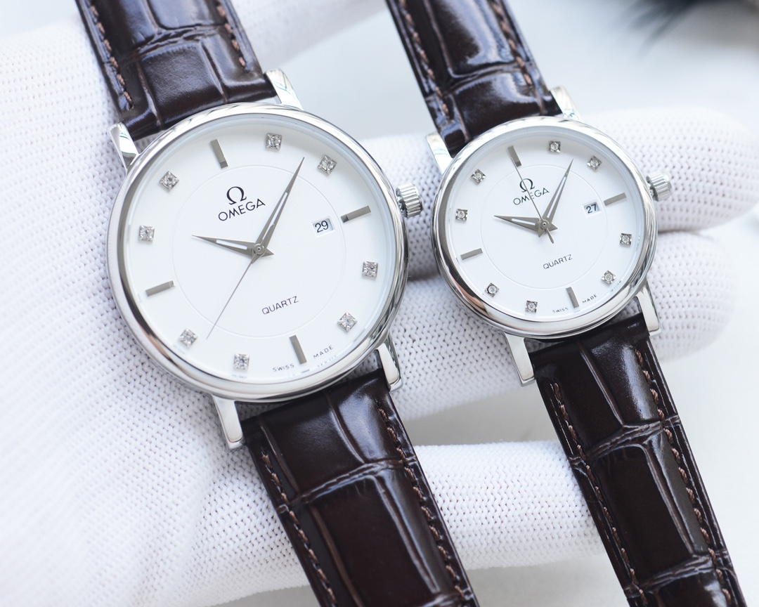 Omega Couple’s Wristwatch: Steel Kit, Imported Movement, Mineral Glass, Elegant Love - 图片 5