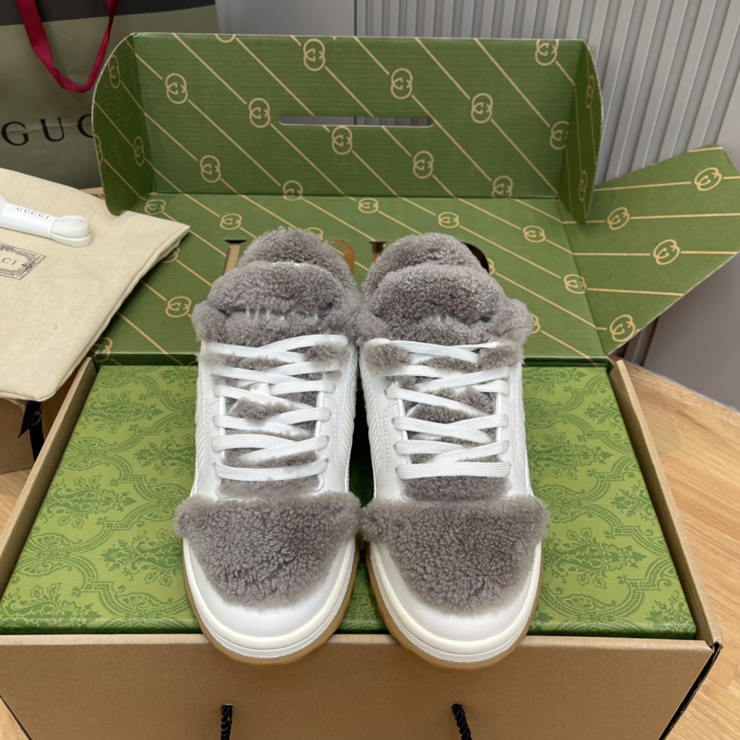 GUCCI Mac80 Sneakers Calfskin Shearling Lace-Up