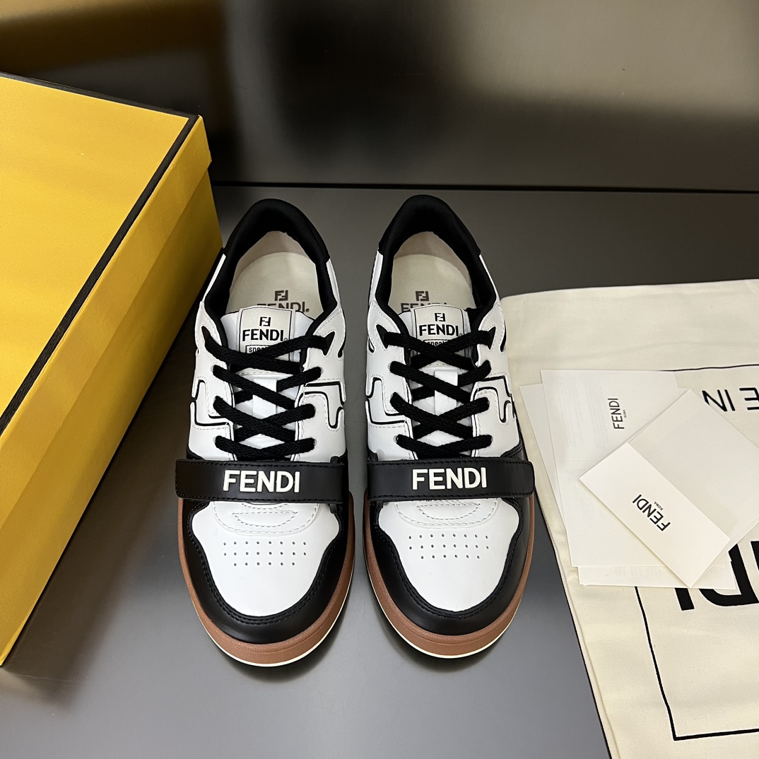 Fendi Shoes Sneakers Black White Unisex Rubber Sweatpants