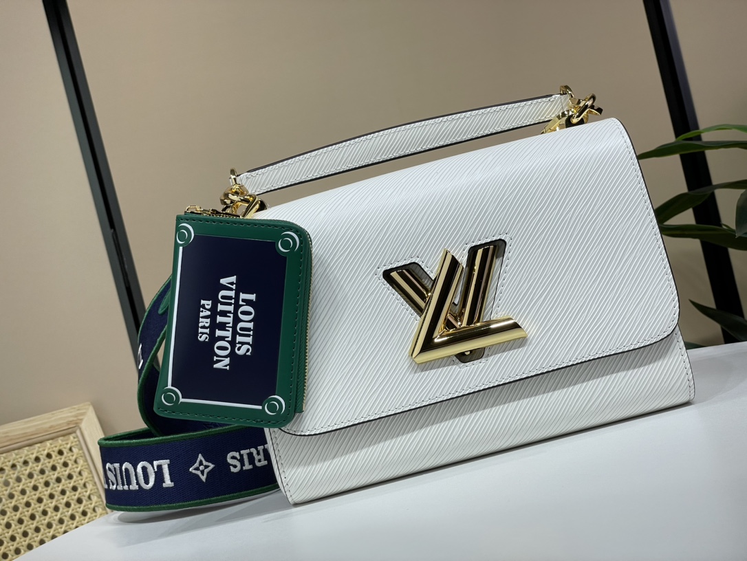 Louis Vuitton [Twist Medium Handbag] M23514 White (Water Ripple)