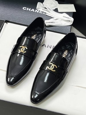 Find replica Chanel Shoes Loafers Genuine Leather Patent Sheepskin