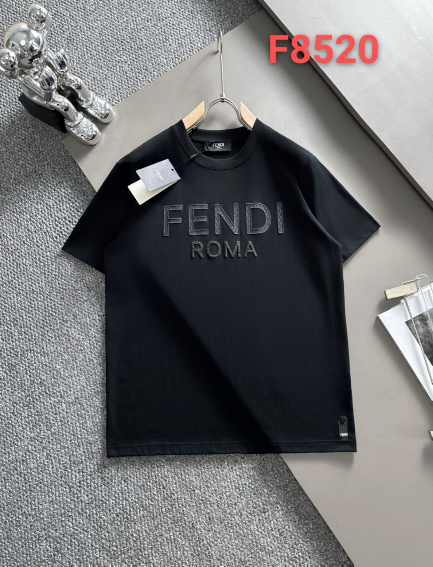 Fendi 24ss nueva colección de primavera/verano de alta versión, efecto de uso excelente, F8520 camiseta de ma…
