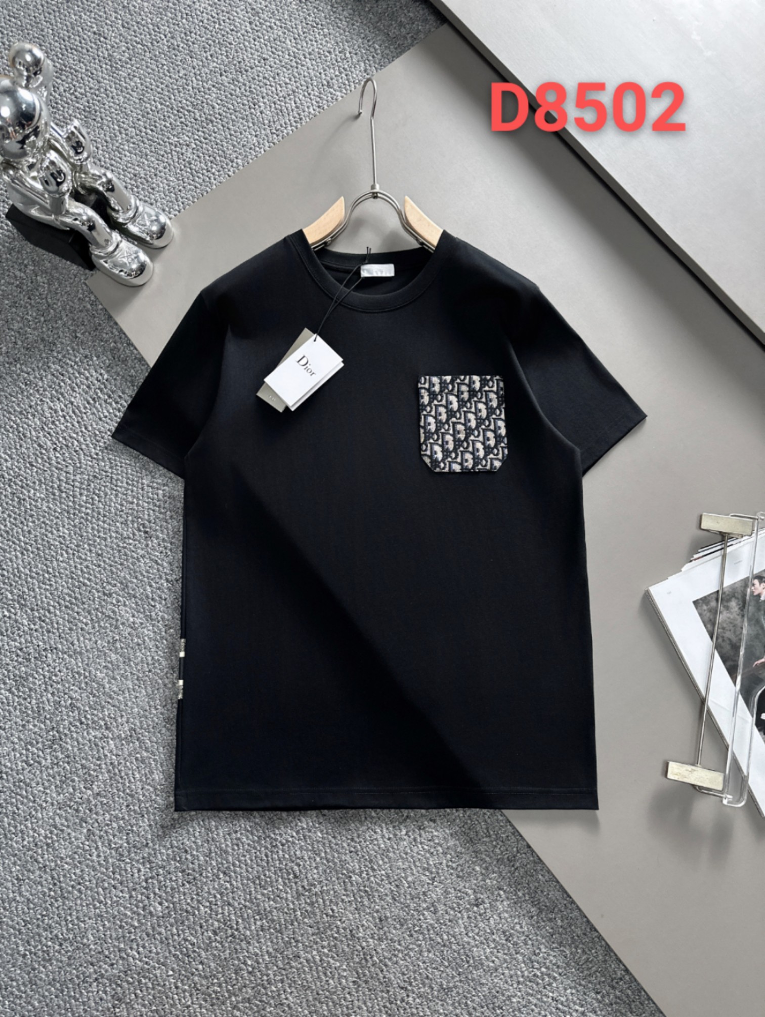 dio * Bolsillo en el pecho Manga corta 24ss Primavera y verano Nueva versión alta Efecto superior del cuerpo Excelente …