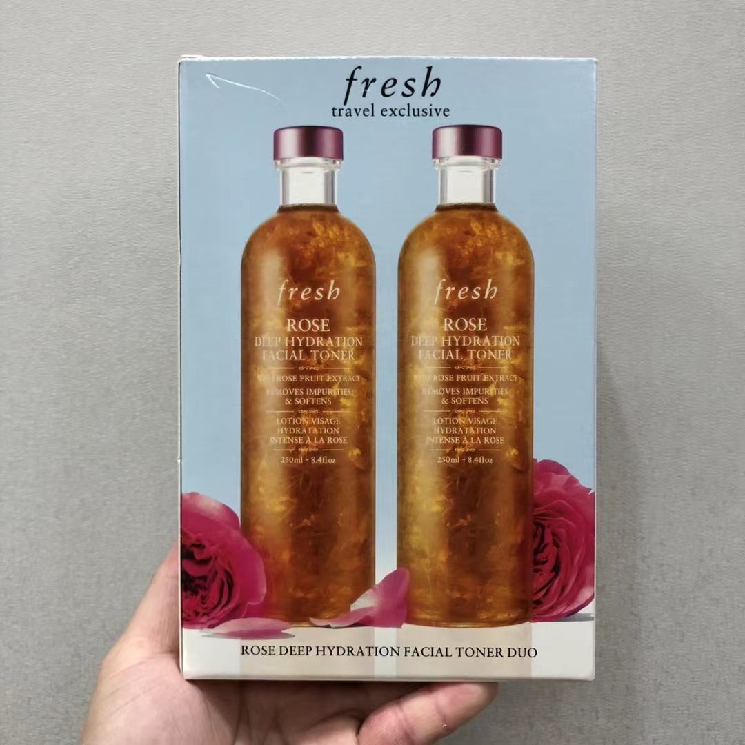 50. Agua tónica de rosas Fresh Rose Deep Hydration Facial Toner 250ml 100. Set de dos piezas de agua tónica de rosas Fr…