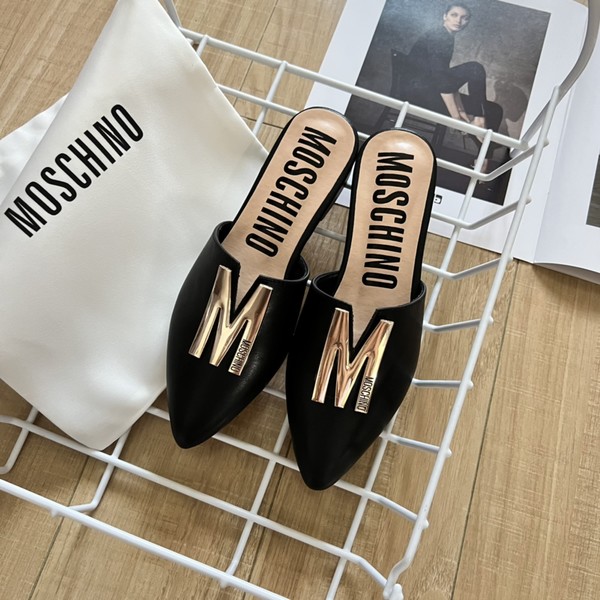 Moschino Shoes Half Slippers Mules Cheap Replica Orange All Copper Genuine Leather Spring Collection