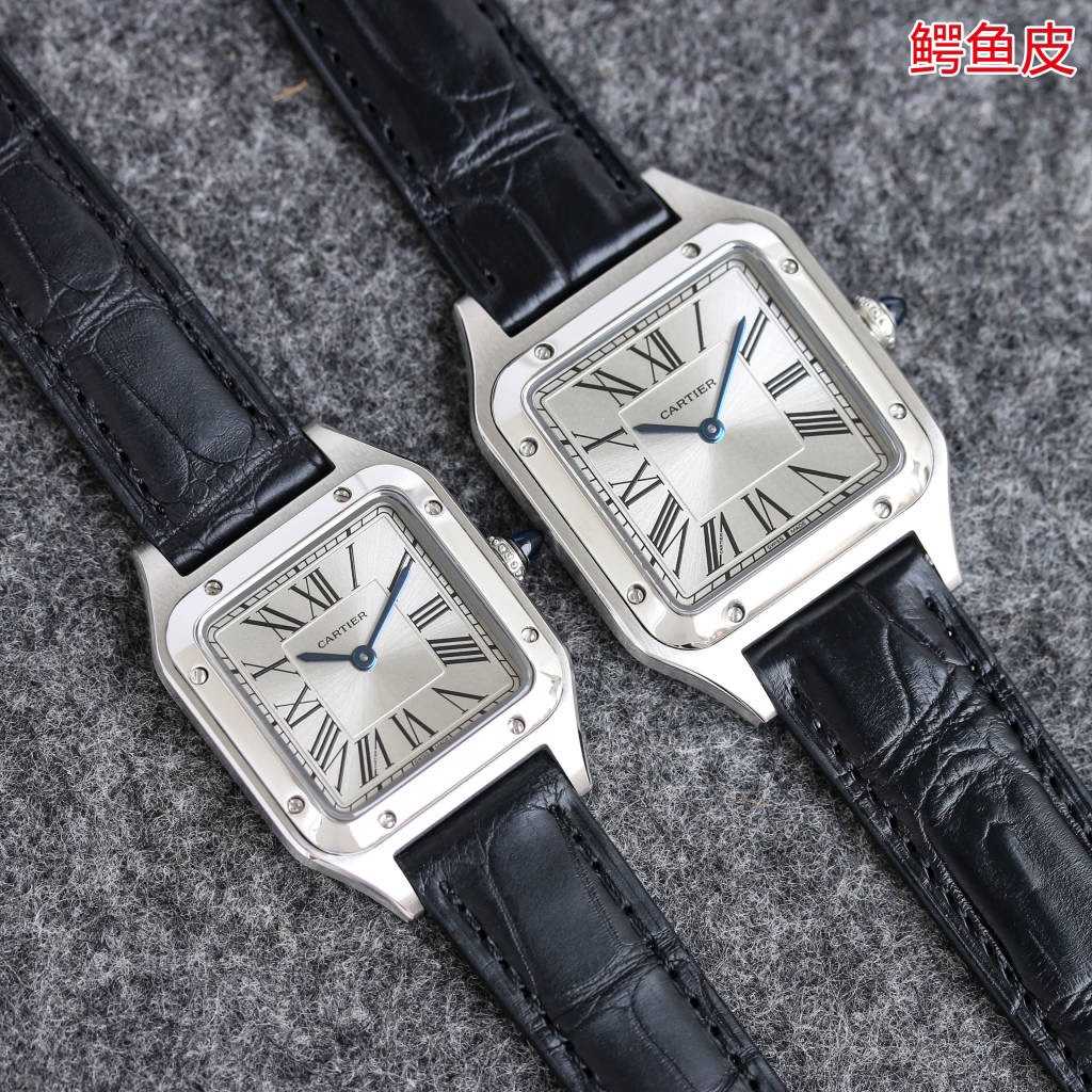 New Cartier Santos-Dumont Crocodile Skin Wristwatch from Taiwan Factory in 2021 - 图片 2