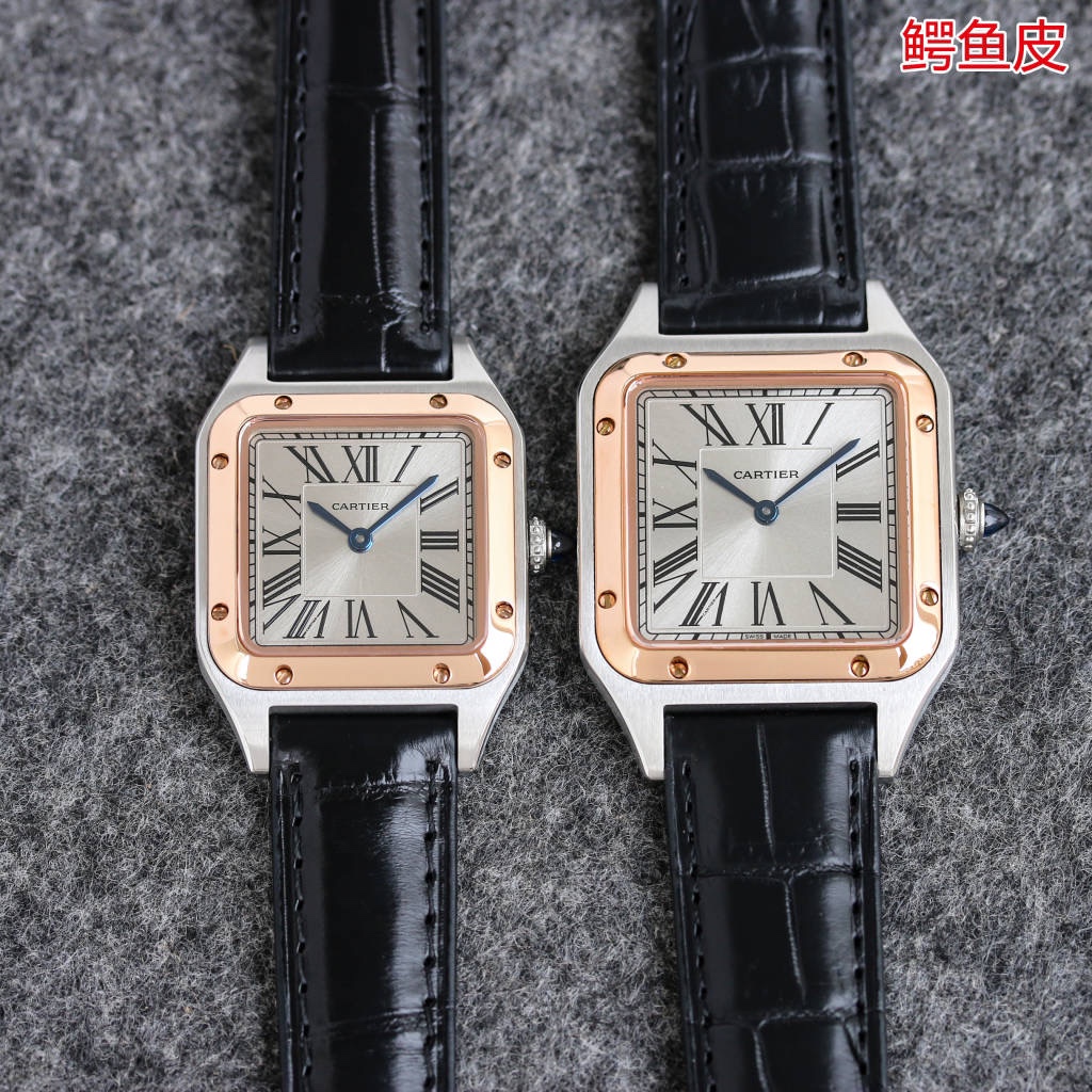 New Cartier Santos-Dumont Crocodile Skin Wristwatch from Taiwan Factory in 2021 - 图片 5