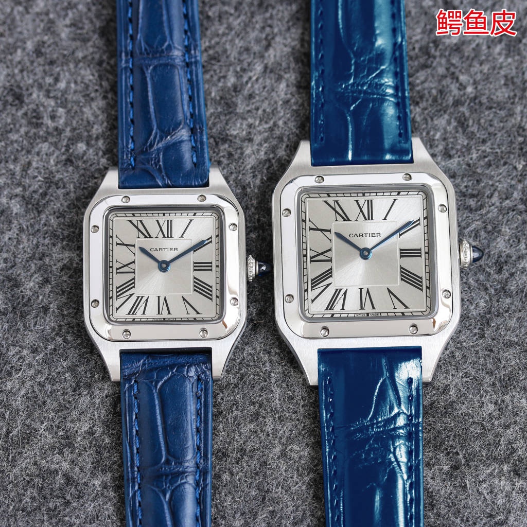 New Cartier Santos-Dumont Crocodile Skin Wristwatch from Taiwan Factory in 2021 - 图片 3