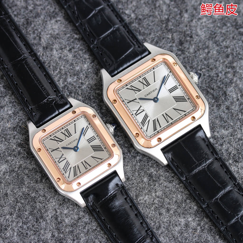 New Cartier Santos-Dumont Crocodile Skin Wristwatch from Taiwan Factory in 2021 - 图片 6