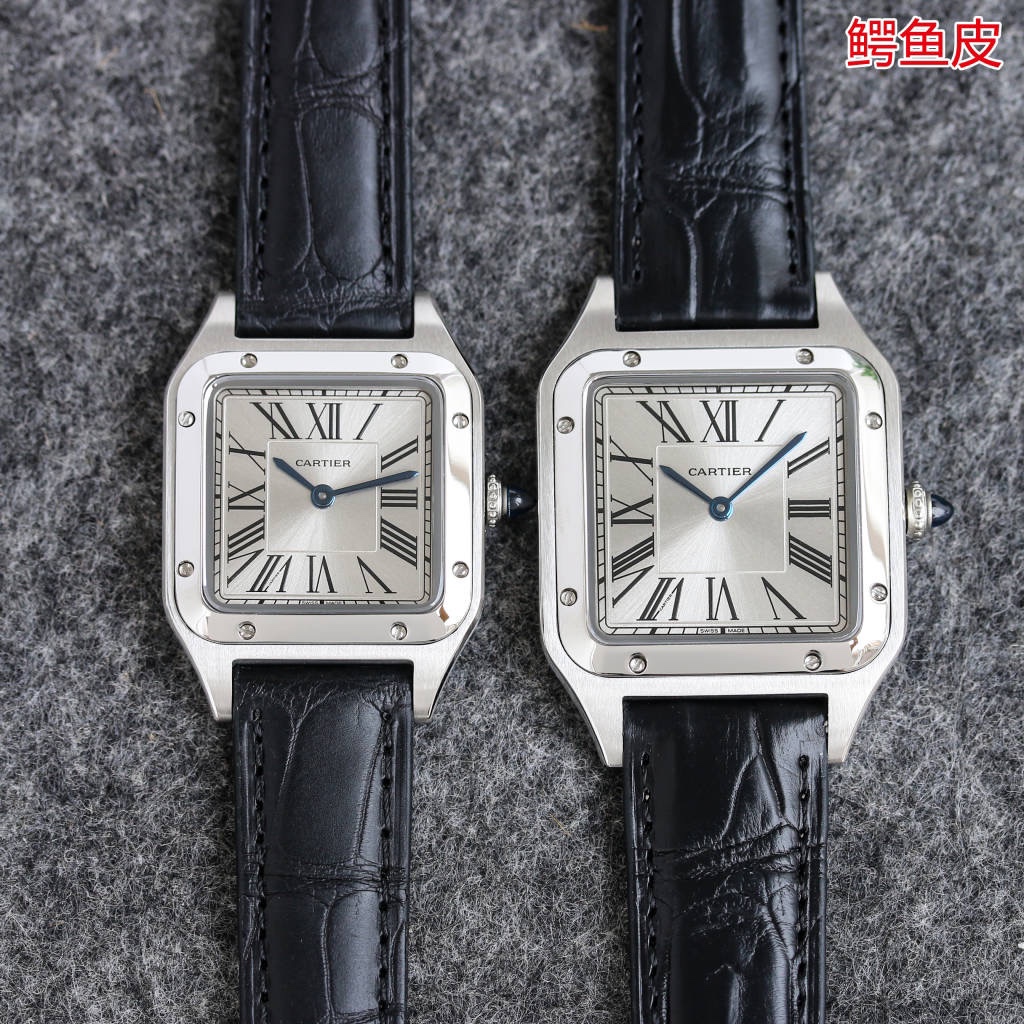 New Cartier Santos-Dumont Crocodile Skin Wristwatch from Taiwan Factory in 2021