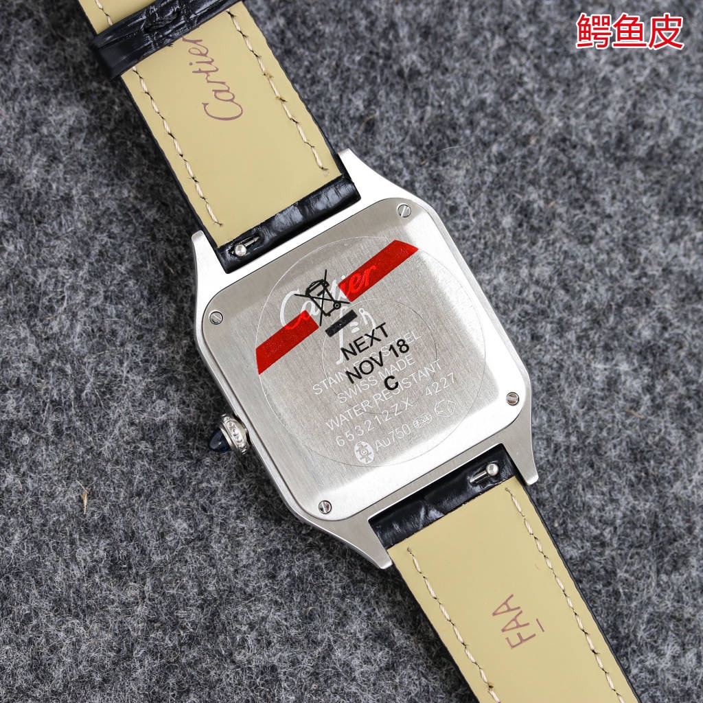 New Cartier Santos-Dumont Crocodile Skin Wristwatch from Taiwan Factory in 2021 - 图片 8