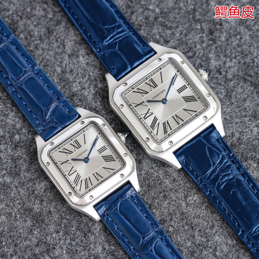 New Cartier Santos-Dumont Crocodile Skin Wristwatch from Taiwan Factory in 2021 - 图片 4