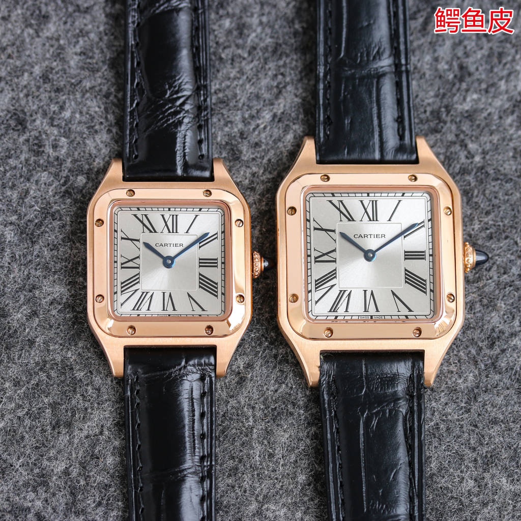 Taiwan Factory Launches Two-Size Crocodile Skin Cartier Santos-Dumont Wristwatch