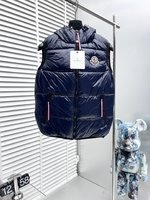 Moncler Clothing Coats & Jackets Waistcoat Embroidery Men Cotton Fabric Polyester Fall/Winter Collection