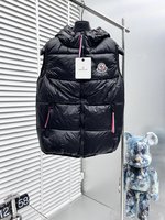 Moncler Clothing Coats & Jackets Waistcoat Embroidery Men Cotton Fabric Polyester Fall/Winter Collection