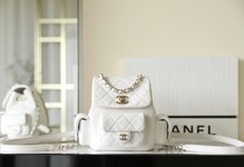 Chanel Fake
 Bags Backpack White Gold Hardware Calfskin Cowhide Vintage