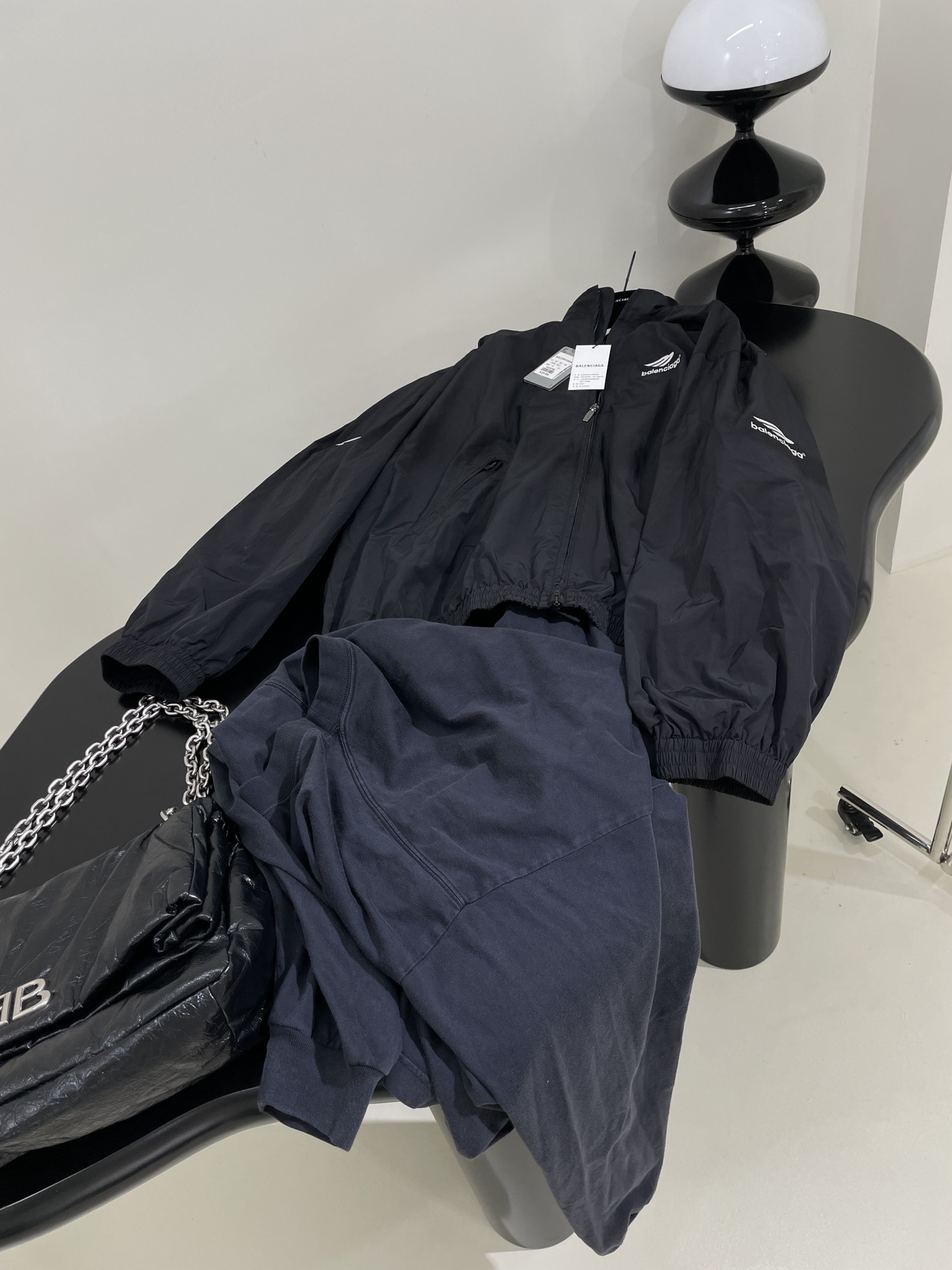 *新品3BSPORTSICONLAYEREDTRACKSUIT叠穿夹克科技府绸和复古平纹针织面料拼接两件