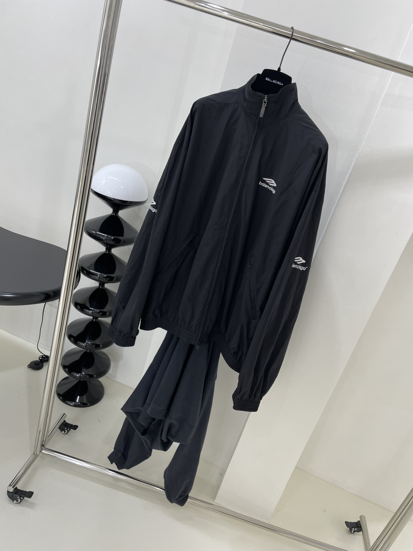 *新品3BSPORTSICONLAYEREDTRACKSUIT叠穿夹克科技府绸和复古平纹针织面料拼接两件