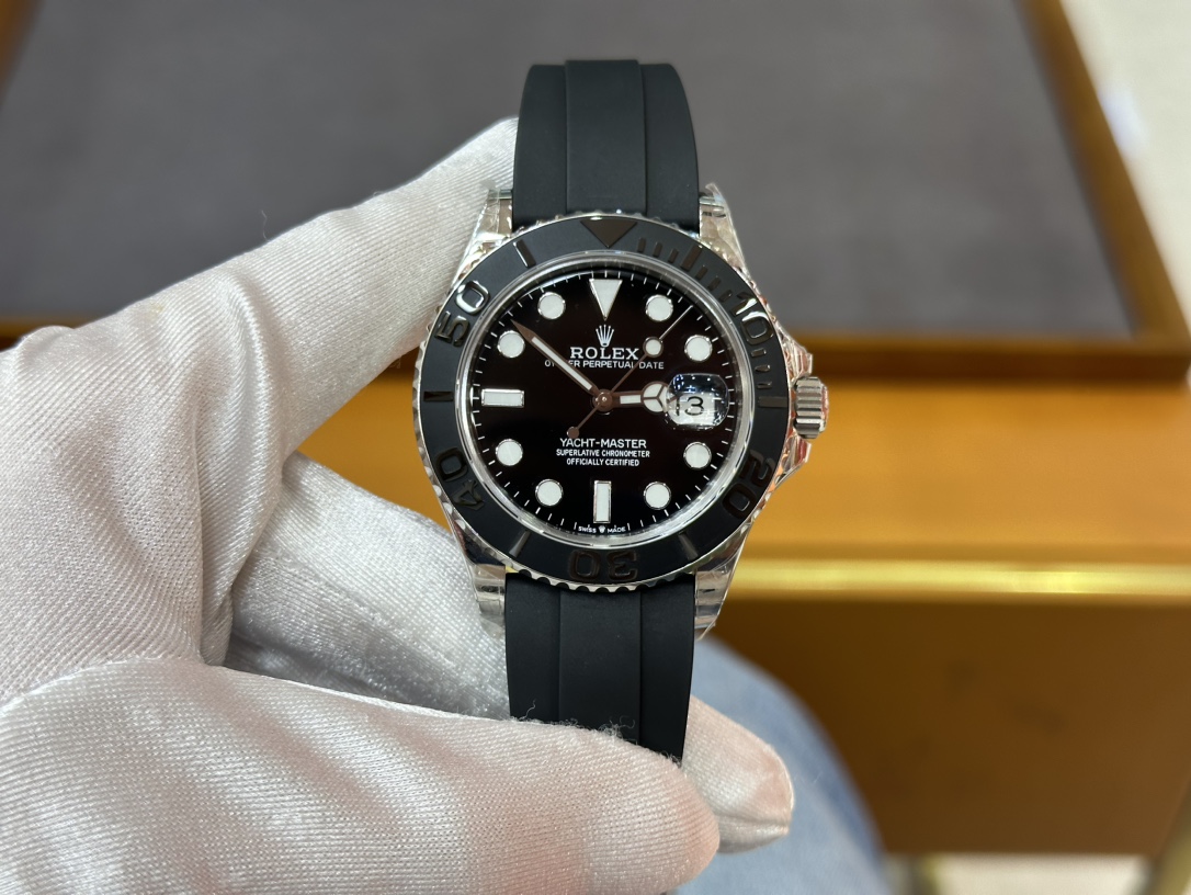 NO:392167,Rolex White Yacht 42mm Fully Automatic Mechanical Movement Buy one get one free tape, Rolex19860909劳力士白游艇 42mm 全自动机械机芯 买一送一胶带,,rolex,Watch