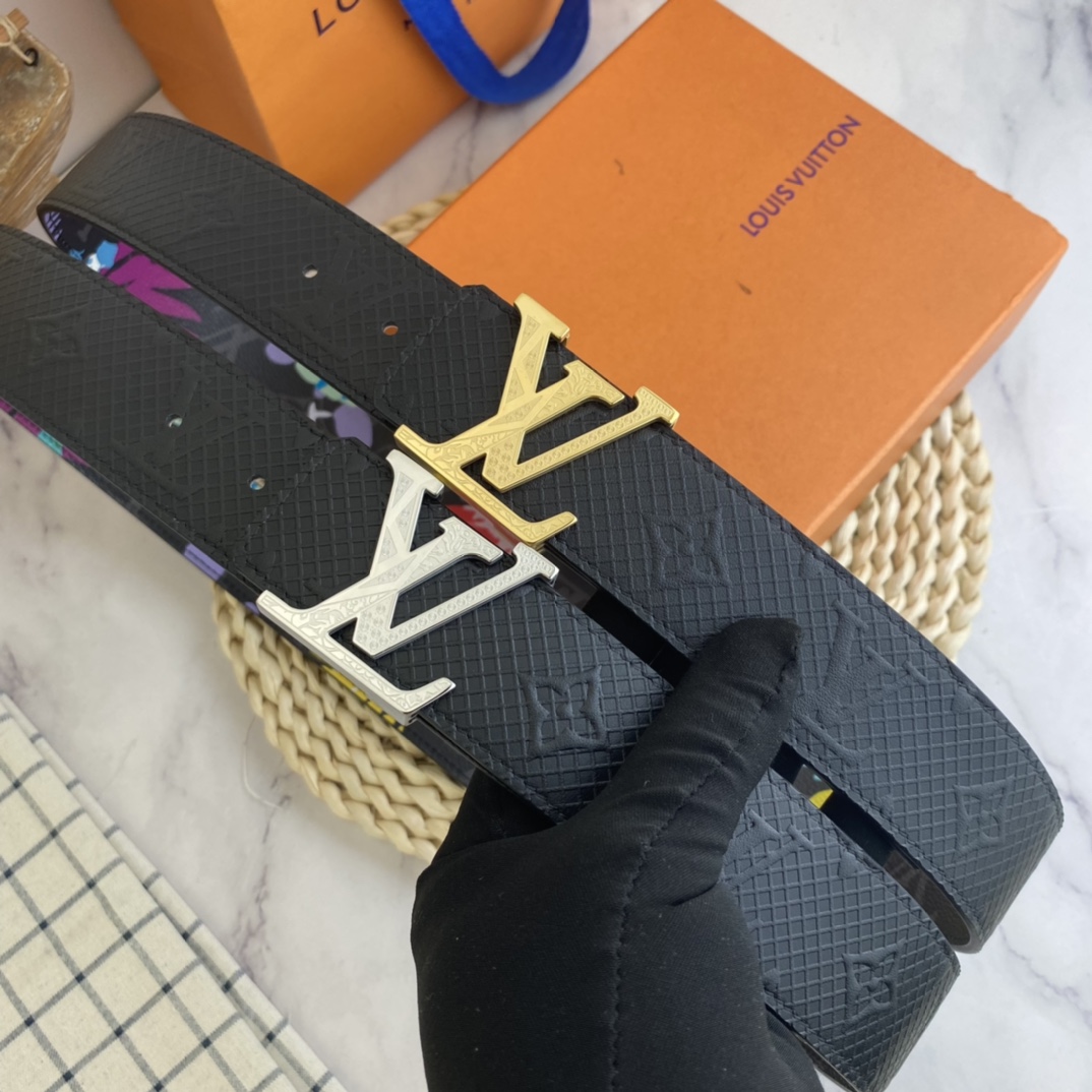     LV   男士腰带38mm 双面进口皮可双面使用 专柜走线 搭配新款扣💰