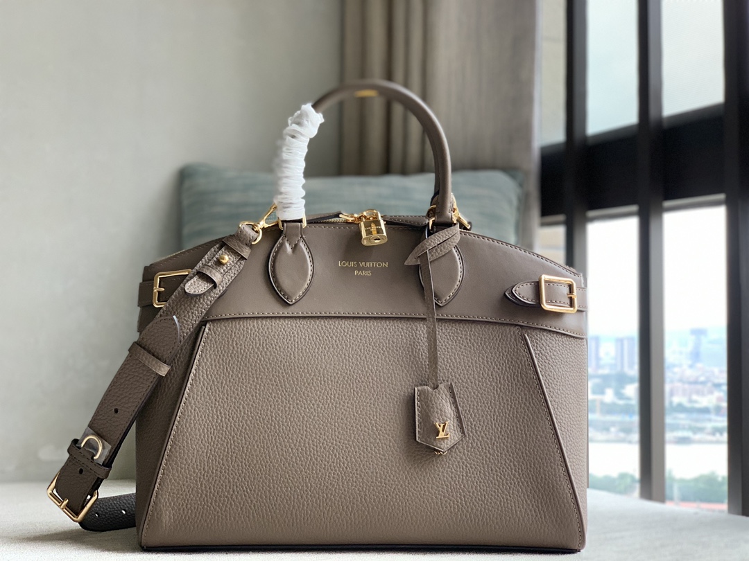 Louis Vuitton 23LV original on sale [Lock It MM handbag] M23061 22914 22925 gray