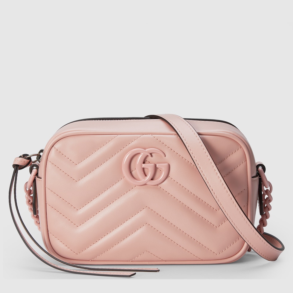 Gucci Marmont Crossbody & Shoulder Bags Light Pink Yellow Cotton Mini