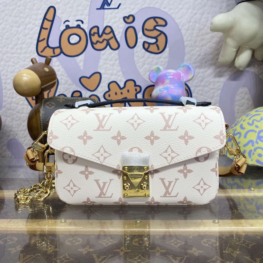 Louis Vuitton LV Pochette MeTis AAAAA+
 Handbags Messenger Bags White Canvas Chains M46914