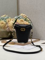 Dior Bucket Bags Black Calfskin Cowhide Spring Collection Chains