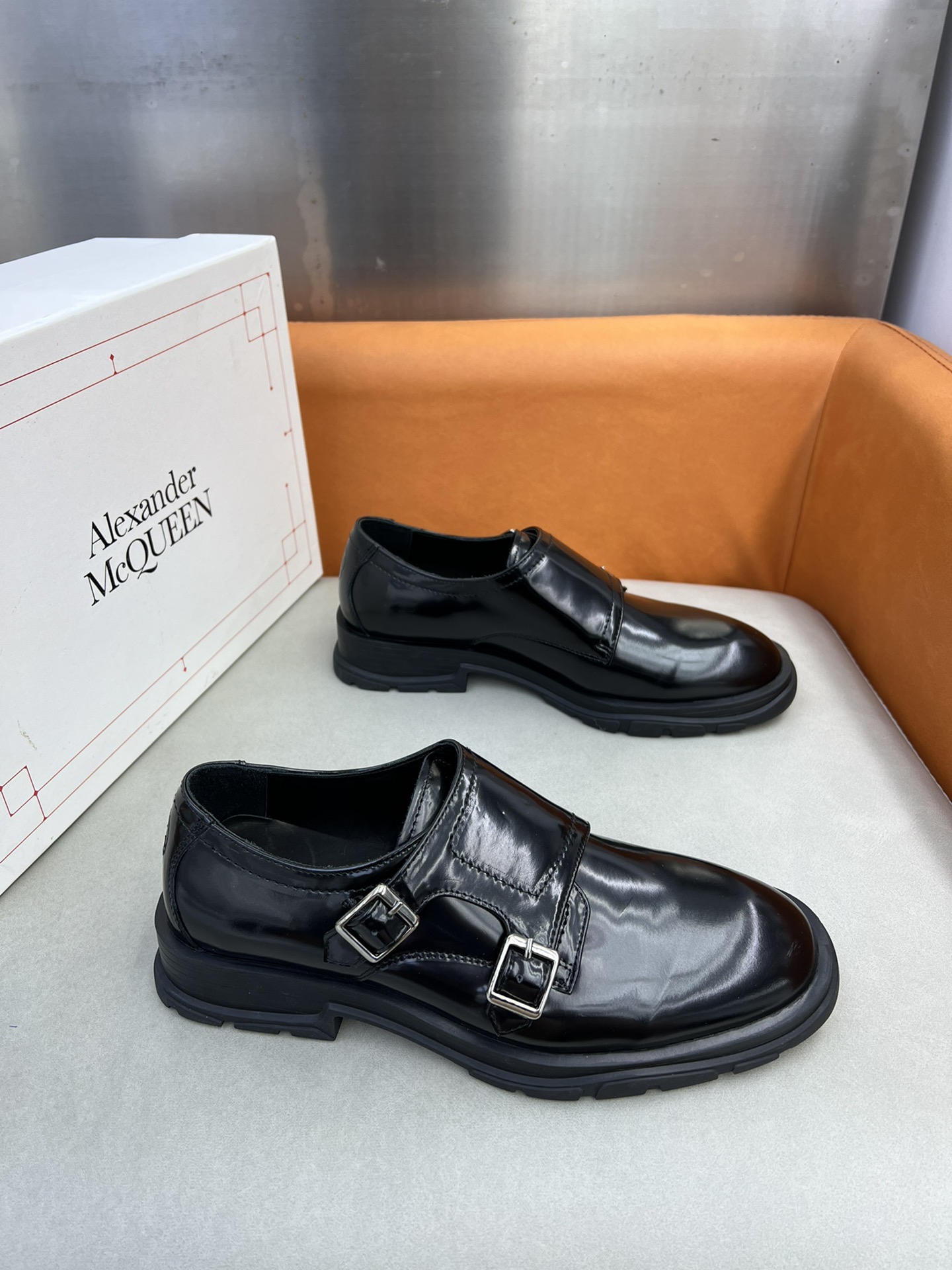 Zapatos de cuero para hombre con plataforma de suela gruesa real Alexander McQueen, suela original moldeada a medida, p…