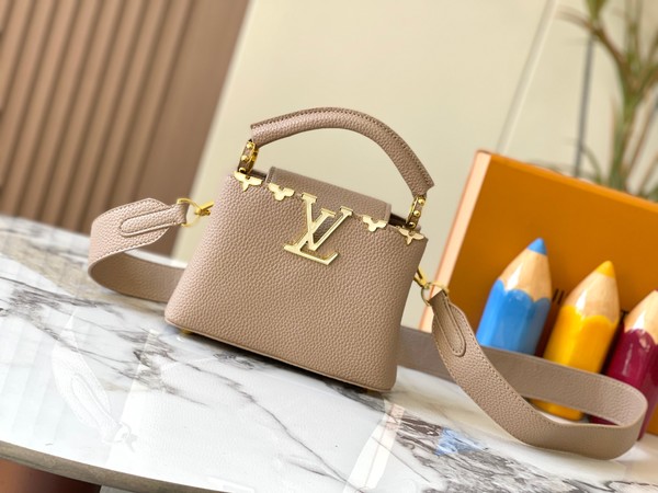 Louis Vuitton LV Capucines Bags Handbags Apricot Color White Taurillon M23765