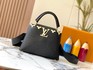 Louis Vuitton LV Capucines Bags Handbags Online Sale Black White Taurillon M23766