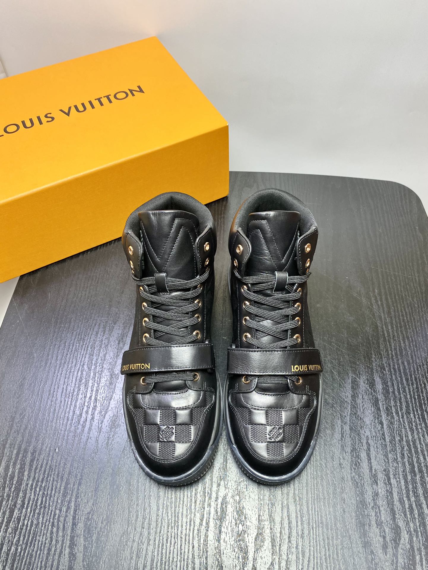 Louis Vuitton Shoes Sneakers Men Calfskin Cowhide High Tops