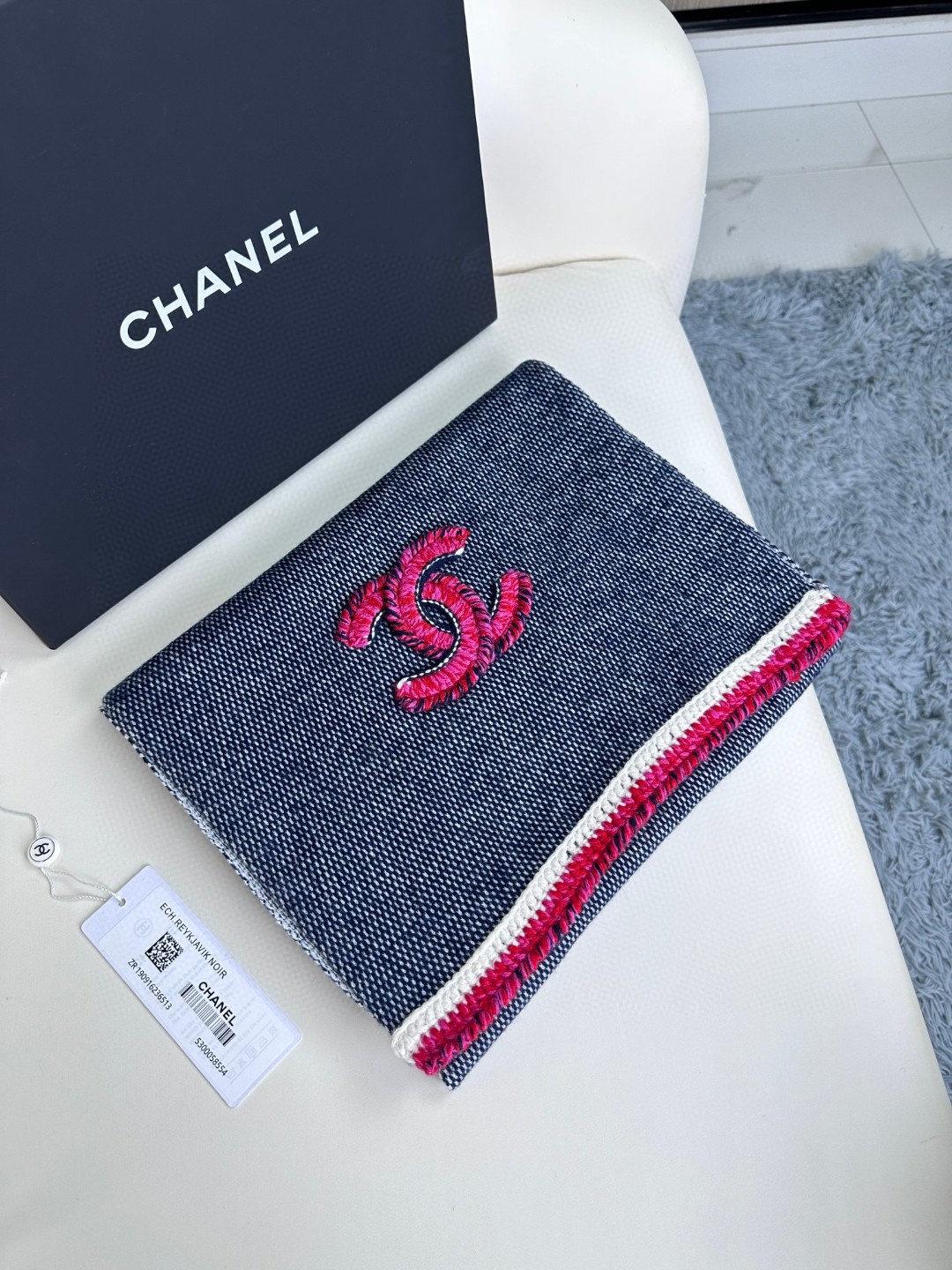 CHANEL 炫雅针织 双C logo 羊绒围巾