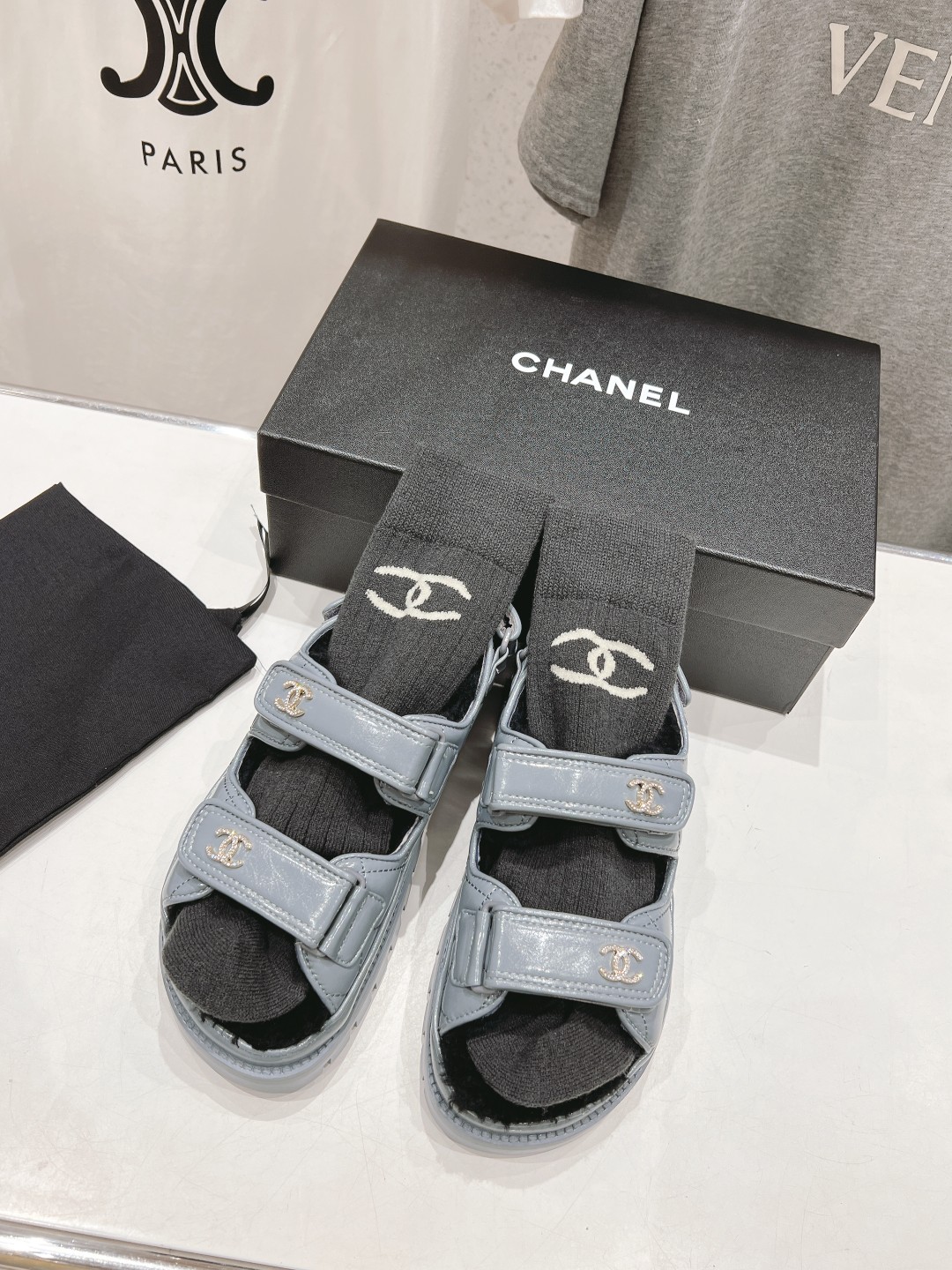 Chanel Shoes Sandals Lambswool Patent Leather Fall/Winter Collection