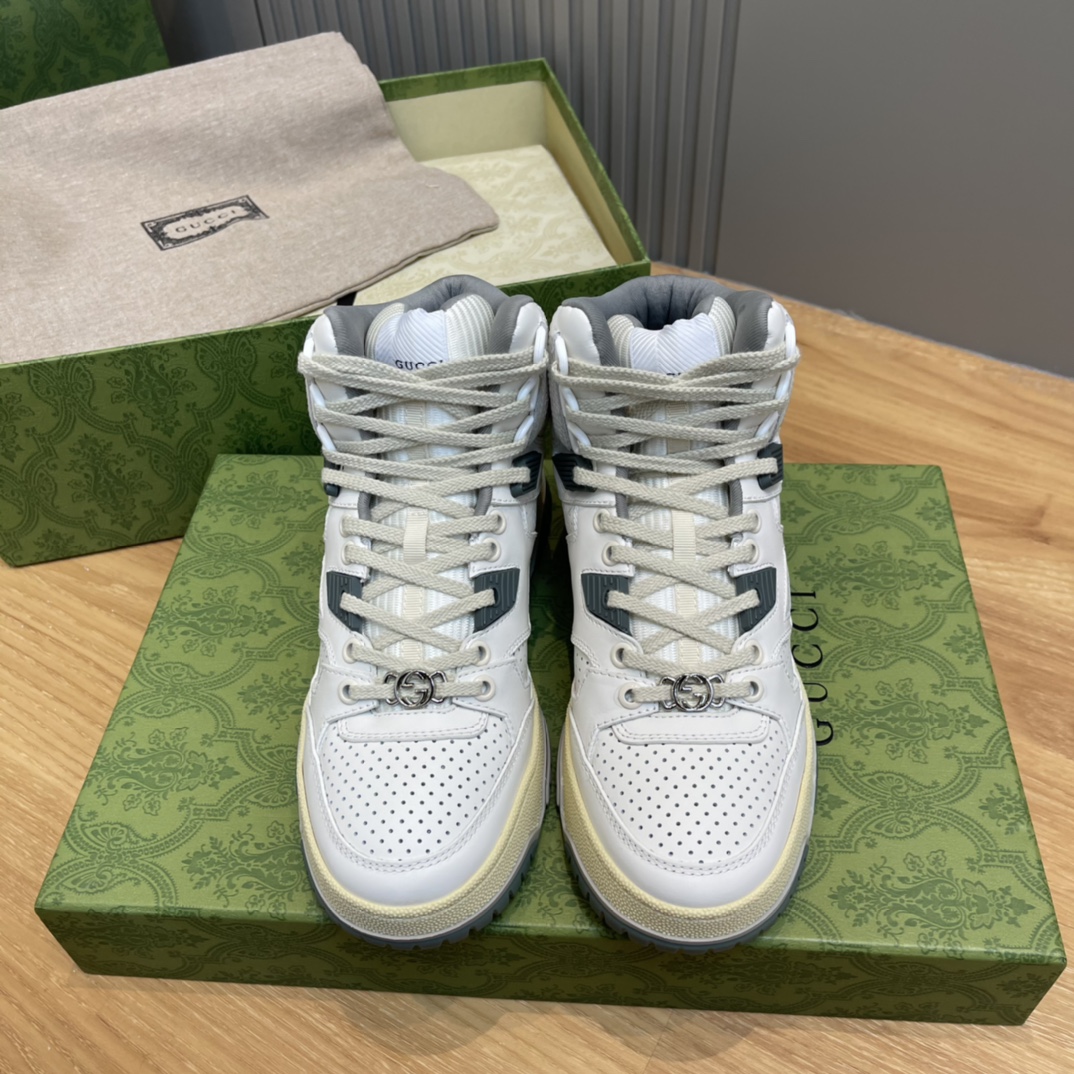 GUCCI MAC80 High-Top Sneakers Leather Distressed