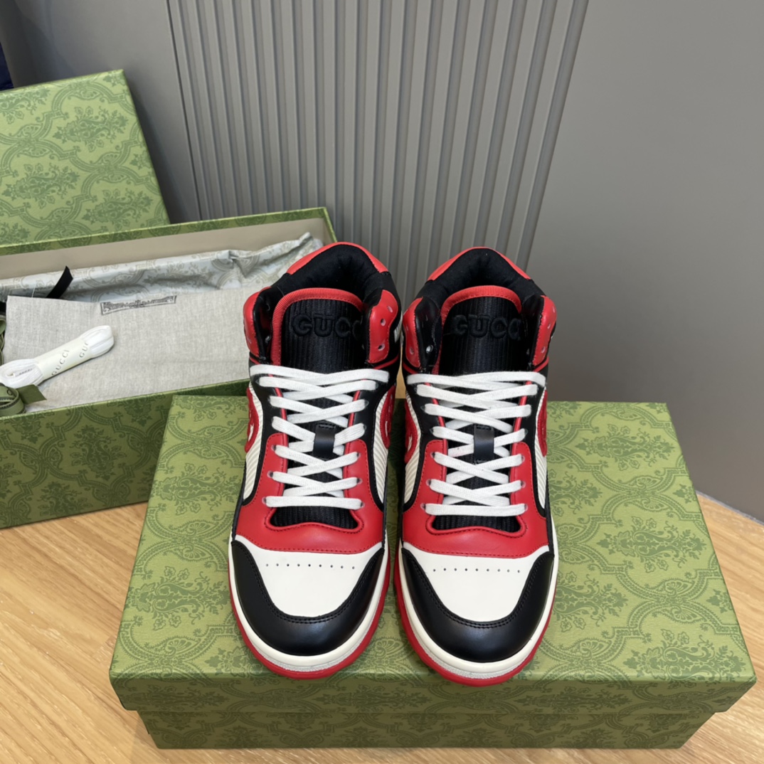 GUCCI MAC80 High-Top Sneakers Leather Distressed