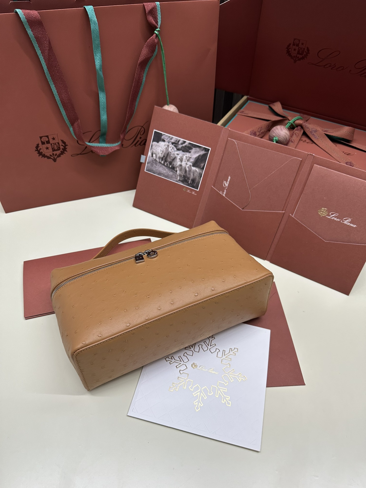 Luxurious Loro Piana Handbag with Ostrich Leather and My Charms Zipper - 图片 3