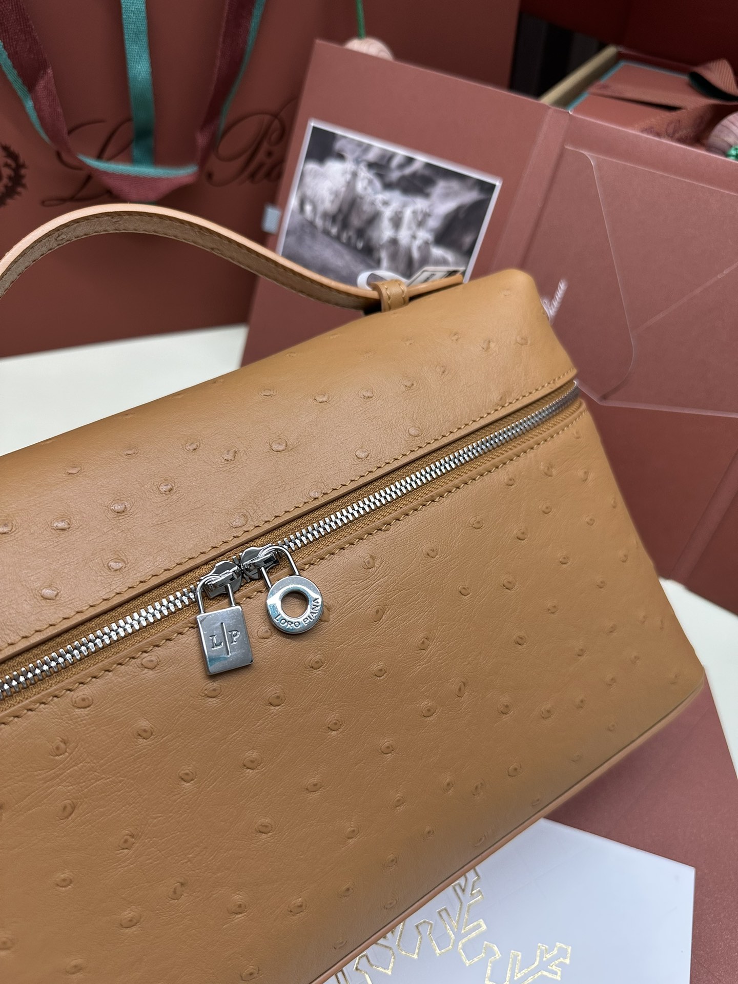 Luxurious Loro Piana Handbag with Ostrich Leather and My Charms Zipper - 图片 5