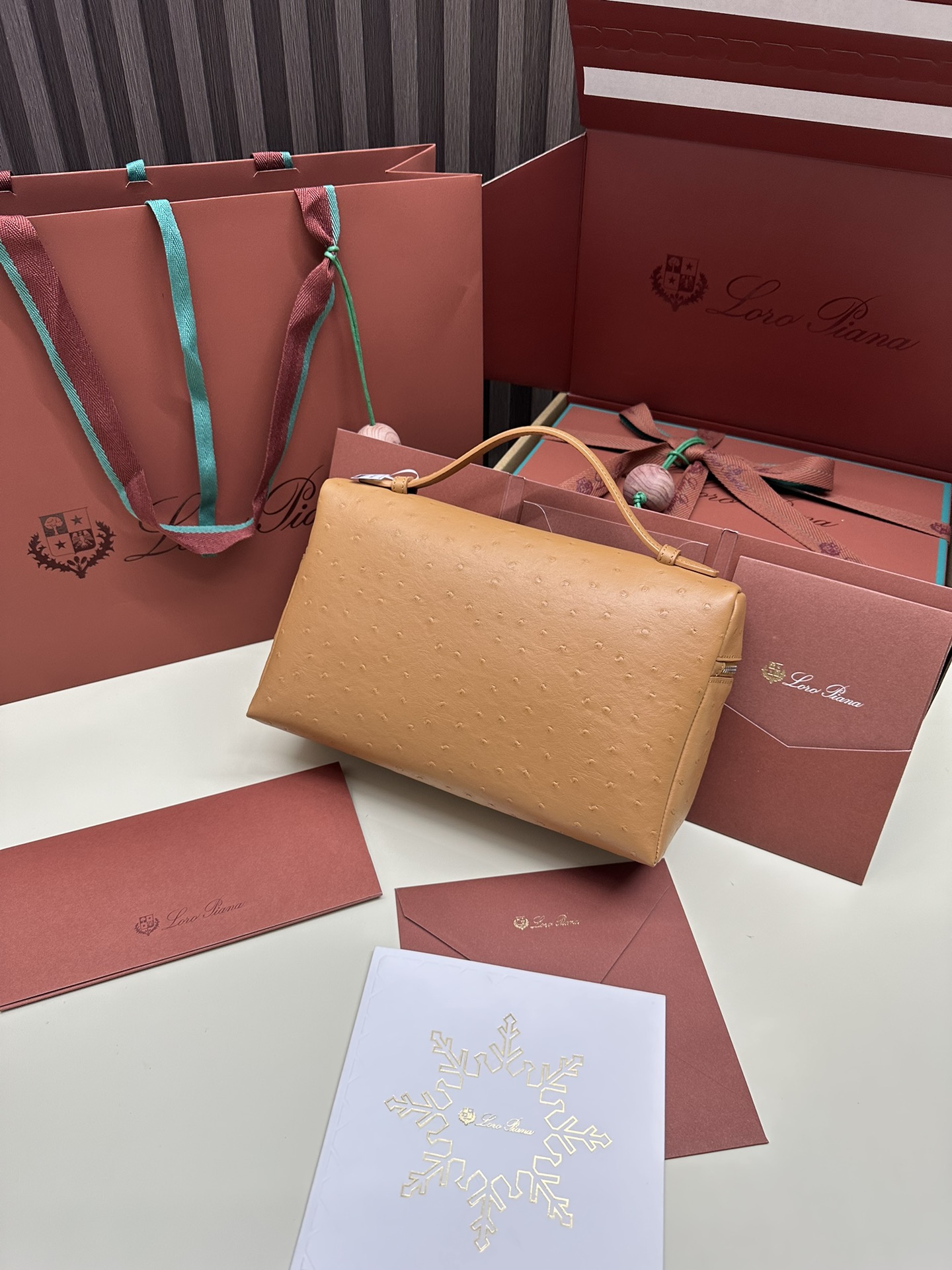 Luxurious Loro Piana Handbag with Ostrich Leather and My Charms Zipper - 图片 2