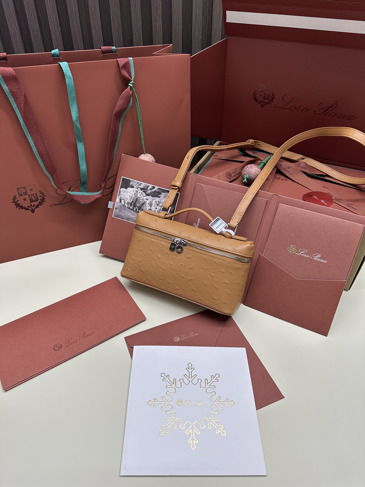 Luxury Ostrich Leather Handbag with Extra Pocket and Two-Way Zipper - 图片 9