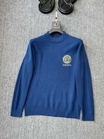 Versace Clothing Sweatshirts Black Blue Men Wool Winter Collection