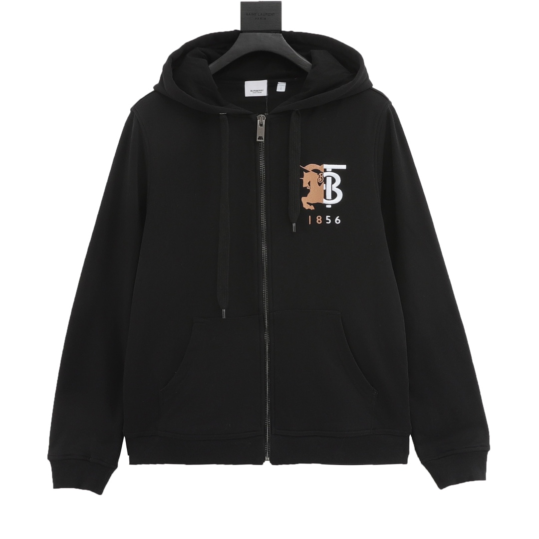 Chaqueta tipo sudadera con cremallera y logotipo de caballo de guerra bordado de Burberry/Burberry 23Fw adquirida local…
