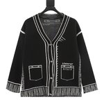 Louis Vuitton Clothing Cardigans Sweatshirts Black White Splicing Fashion