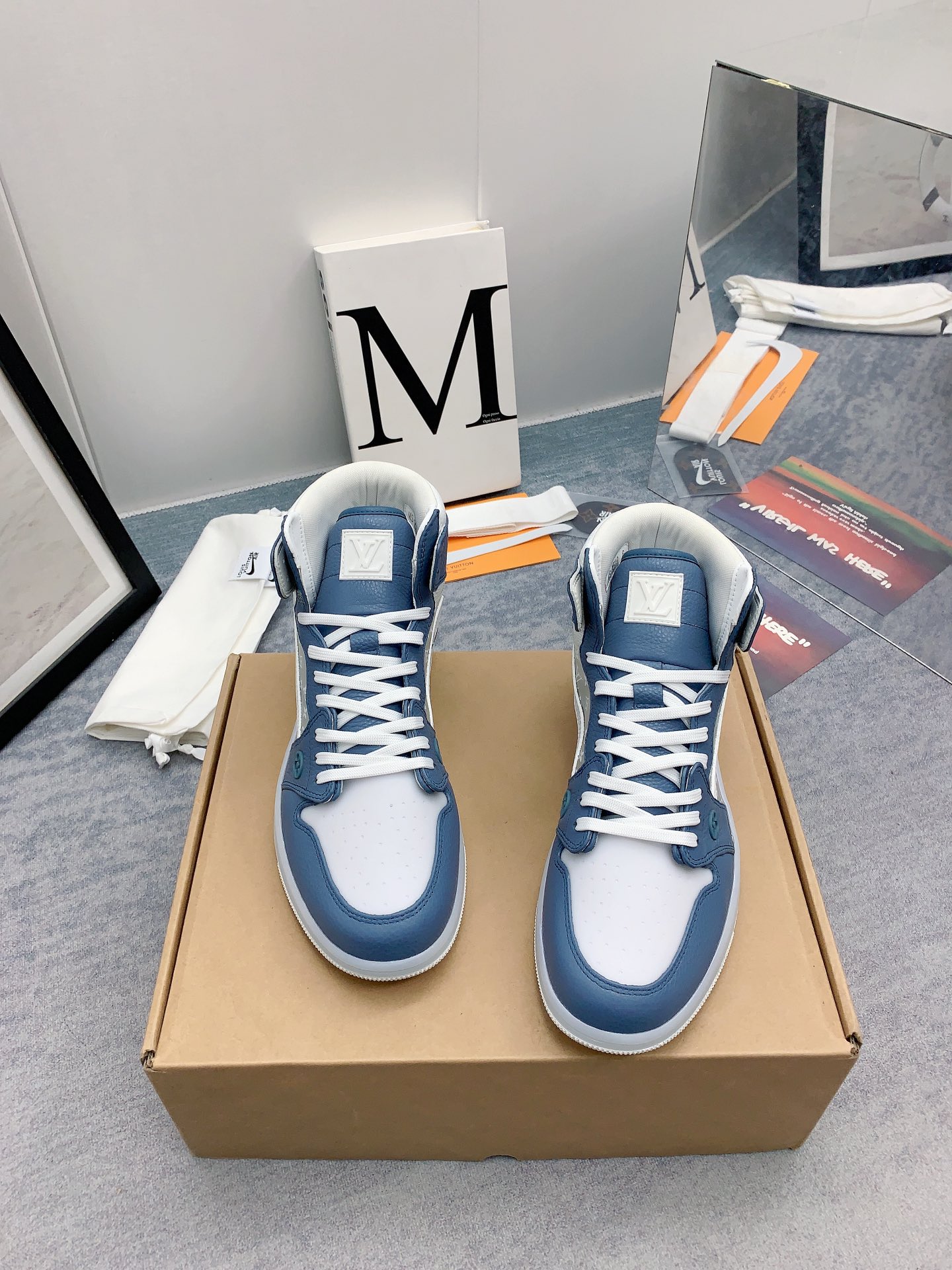 Limited Edition LV x Nike Collaboration Sneakers: Air Jordan 1 x LV x Nike Stadium Shoes