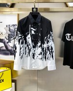 Alexander McQueen Clothing Shirts & Blouses Printing Men Cotton Poplin Fabric Fall Collection Fashion Long Sleeve