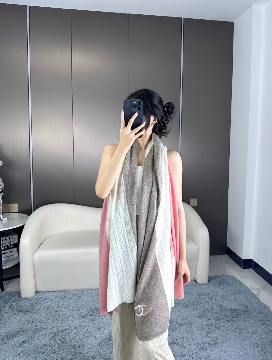 Chanel Sciarpa Cashmere Lavorazione a maglia Moda