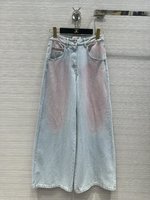 Chanel Clothing Jeans Pants & Trousers Pink White Cotton Spring Collection Vintage Wide Leg