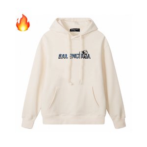 Balenciaga Clothing Hoodies Apricot Color Black Printing Unisex Winter Collection Hooded Top